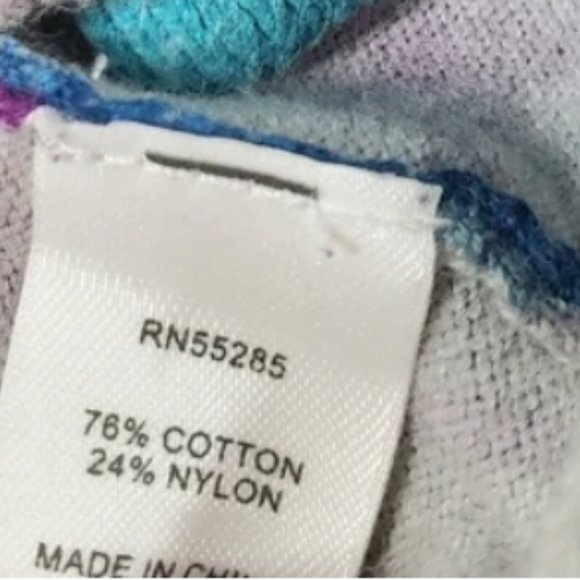 Express Design Studio Abstract Pink, Purple, Blue & Black 3/4 Sleeve Sweater - Picture 5 of 5